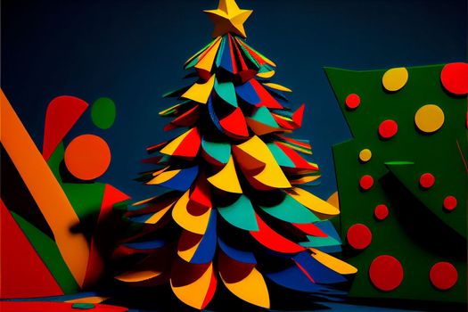 Colored Christmas trees made of plasticine, art. High quality illustration