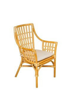 Bamboo chair on a white background. Interior element.