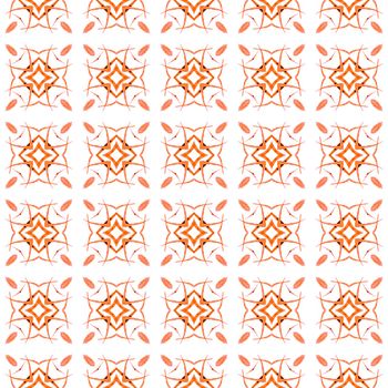 Textile ready fancy print, swimwear fabric, wallpaper, wrapping. Orange majestic boho chic summer design. Medallion seamless pattern. Watercolor medallion seamless border.