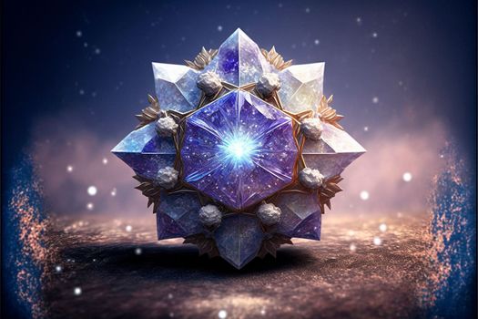 Beautiful ice ring with a crystal inside. High quality illustration