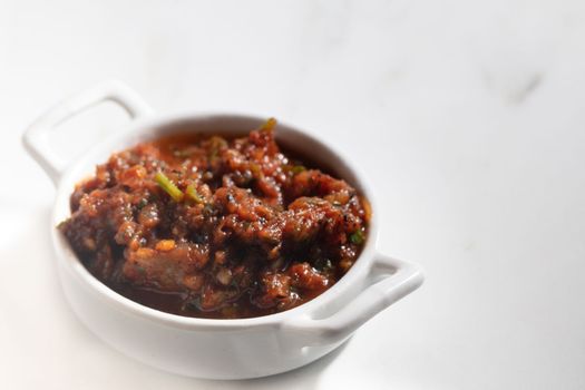 Turkish Appetizer Acili Ezme Acuka Tomato Paste Kebab Salad.