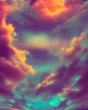 Aesthetic template dreamy cloud banner dreamy. 3D render of sky and clouds background