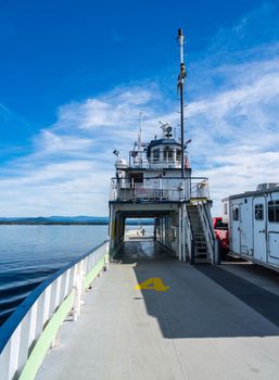 Essex, NY - 30 September 2022: Car Ferry on the route from Essex to Charlotte across Lake Champlain