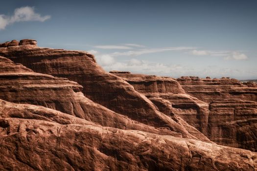 Slabs cliff view in Arches National Park