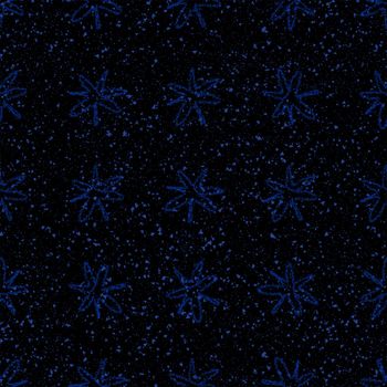 Hand Drawn Snowflakes Christmas Seamless Pattern. Subtle Flying Snow Flakes on chalk snowflakes Background. Admirable chalk handdrawn snow overlay. Uncommon holiday season decoration.
