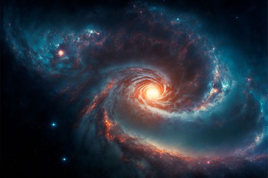 Space sky over the mountains. Milky way and space. High quality illustration
