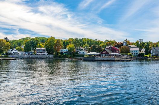 Essex, NY - 30 September 2022: The Old Dock restaurant on the dockside in Essex New York State