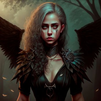 A dark and mysterious girl with red eyes in Gothic and fantasy styles. High quality illustration