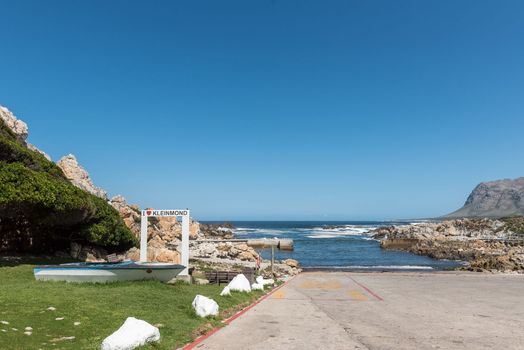The harbour at Kleinmond in the Western Cape Province Overberg Region. A large selfie frame is visible