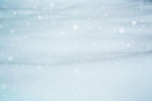Winter landscape. It's snowy. Snowflakes, drifts of snow. At close range. Snowfall. Nature. Recording space, free space. Background.