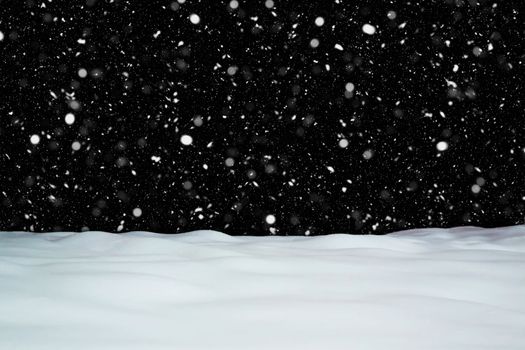 Winter background photo snow landscape snowdrifts and snowfall. Blank for the design.