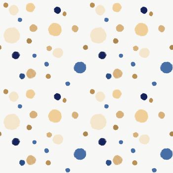 Seamless festive background with gold, blue and beige circles.