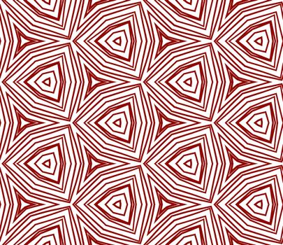 Striped hand drawn pattern. Maroon symmetrical kaleidoscope background. Textile ready ravishing print, swimwear fabric, wallpaper, wrapping. Repeating striped hand drawn tile.