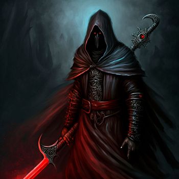Terrible man with a sword in fantasy style. High quality illustration