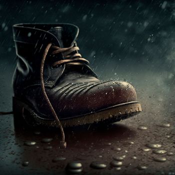 An abandoned shoe in the rain. High quality illustration