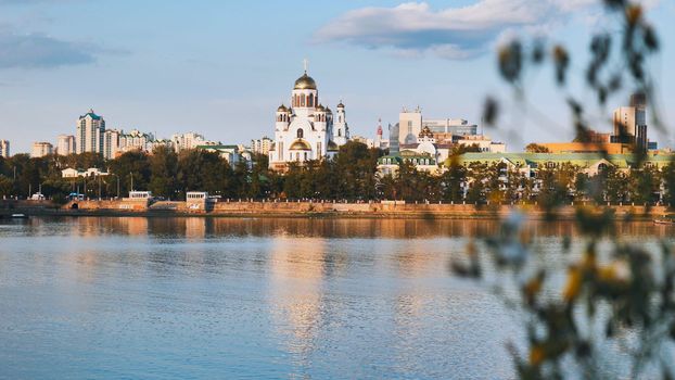 Panorama of Yekaterinburg with a view of the church.