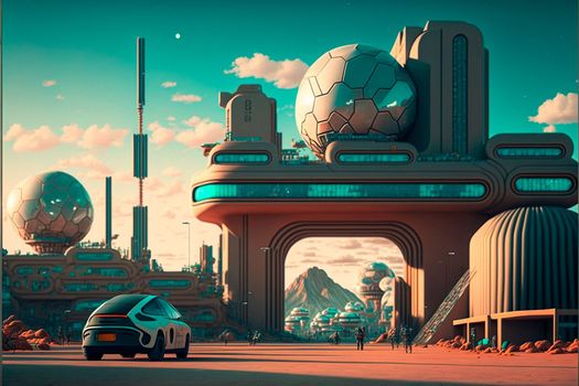 Beautiful futuristic city of the future, high technology city. High quality illustration