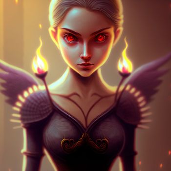 Mysterious angel girl with purple eyes. High quality photo
