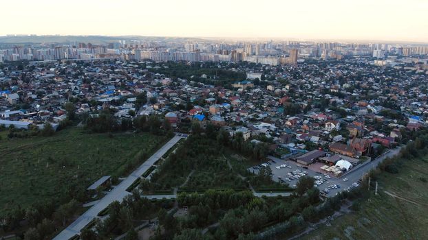 Krasnoyarsk city aerial panoramic view from Karaulnaya Mountain