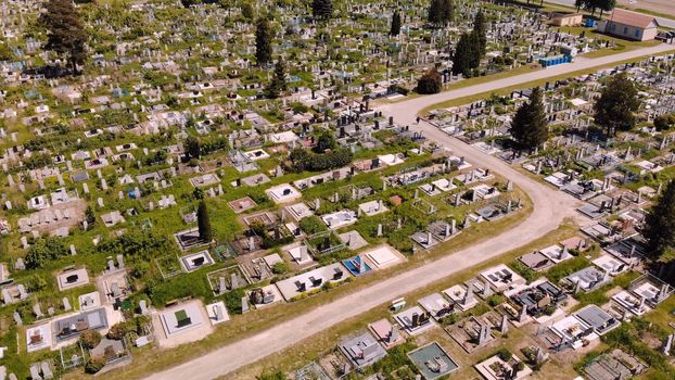 City cemetery. View from a drone