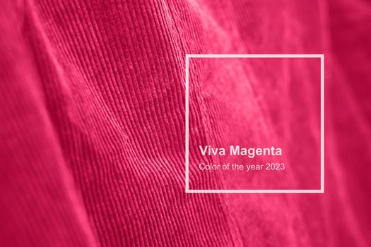 Viva Magenta velvet texture toned 2023 year. Monochrome color background. High quality photo