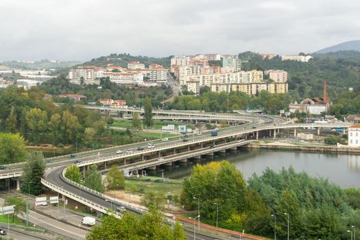Multi-level road and bridge across the Mondego River in Coimbra, Portugal