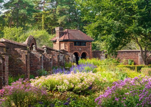 Fort Ticonderoga, NY - 30 September 2022: Walled garden and small house in Fort Ticonderoga New York State