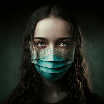 Image of a girl in an antiviral mask. High quality illustration