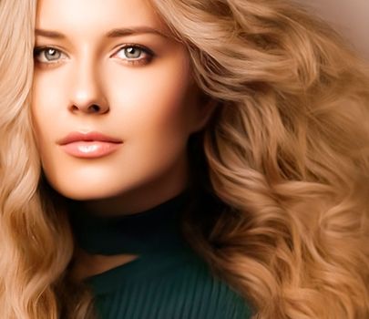 Hairstyle, beauty and hair care, beautiful woman with long healthy hair, blonde model wearing natural makeup, glamour portrait for hair salon and haircare brand