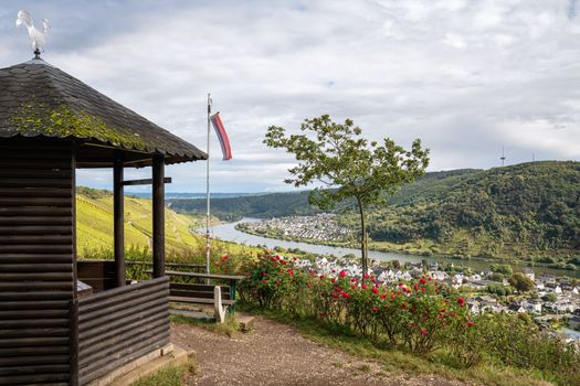 Panoramic view from a viewpoint over Winningen, Moselle, Germany