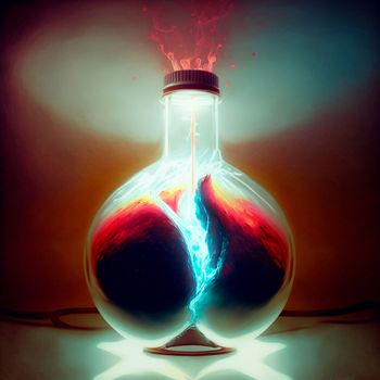 Abstract image of a phial with a magic potion. High quality illustration