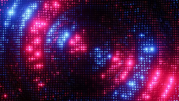 Colorful cubes moving to the beat of the music. 3D rendering illustration..