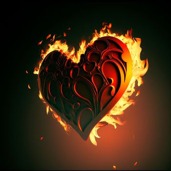 A heart in flames. High quality illustration