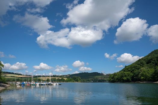 Panoramic image of Lake Diemel, Sauerland, Germany