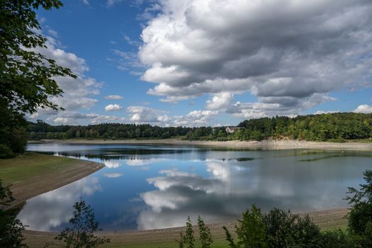 Panoramic image of Lake Henne, Sauerland, Germany