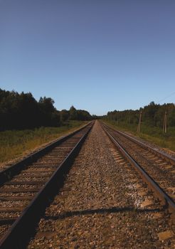 Railroad in the countryside. Railway. High quality photo