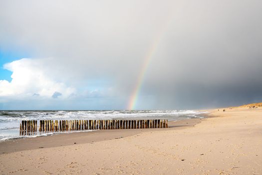 Panoramic image of the landscape along beach of Sylt, North Frisia, Germany 