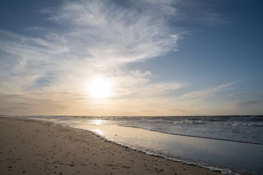 Panoramic image of the landscape along beach of Sylt, North Frisia, Germany 