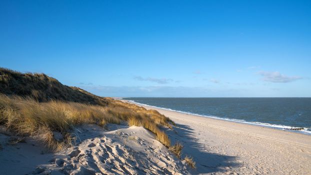 Panoramic image of the landscape along beach of Sylt, North Frisia, Germany 