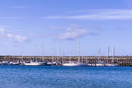 Berth with boats and yachts in the Atlantic Ocean, Portugal