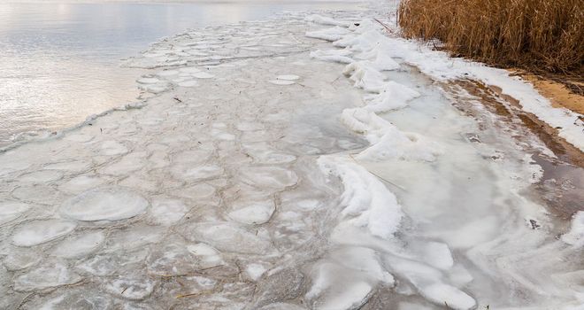 The texture of frozen water. Pattern of ice