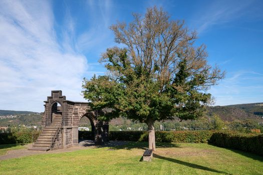 Panoramic image of the Kings chair close to Rhens, Rhine Valley, Rhineland-Palatinate, Germany