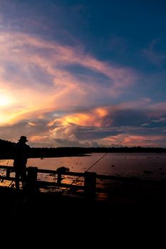 colorful sunrise over the lake in nature. High quality photo