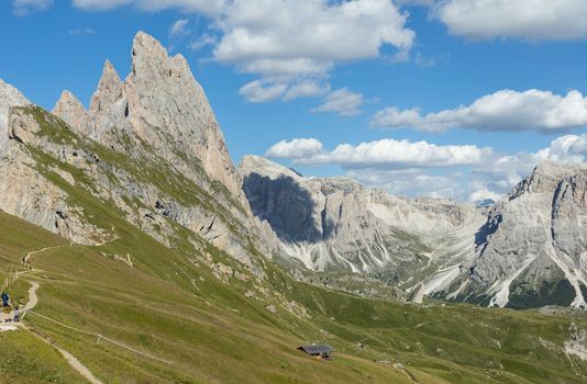 Summer Dolimites Alps high mountains panoramic view. High quality photo