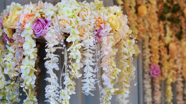 wedding decoration, decoration of the wedding ceremony, wedding decorations made from real flowers. wedding flower arrangements. High quality photo