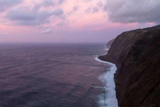 sunset view ocean and rocks beautiful background. High quality photo