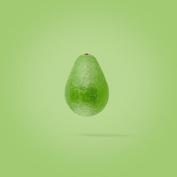 Minimal fruit concept. One whole and ripe avocado on pastel green background.