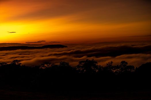 colorful sunrise in mountain landscape. High quality photo