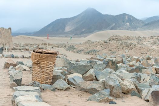 archaeological site of the Caral civilization in Peru in the Supe valley, declared a Humanity Cultural Heritage site by UNESCO.