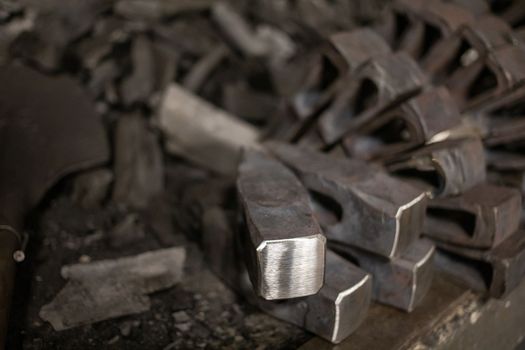 blacksmith tools and metal blanks in privet forge. High quality photo